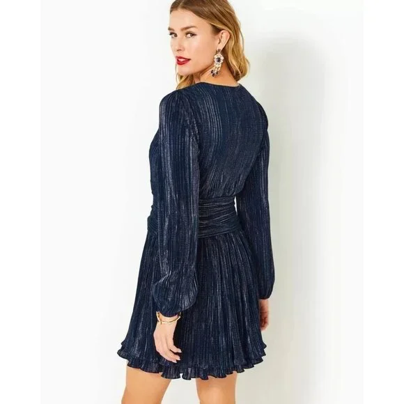 Lilly Pulitzer Jessamie Navy Blue Long Sleeve Mini Dress Size 4 - New Tags - Picture 3 of 5